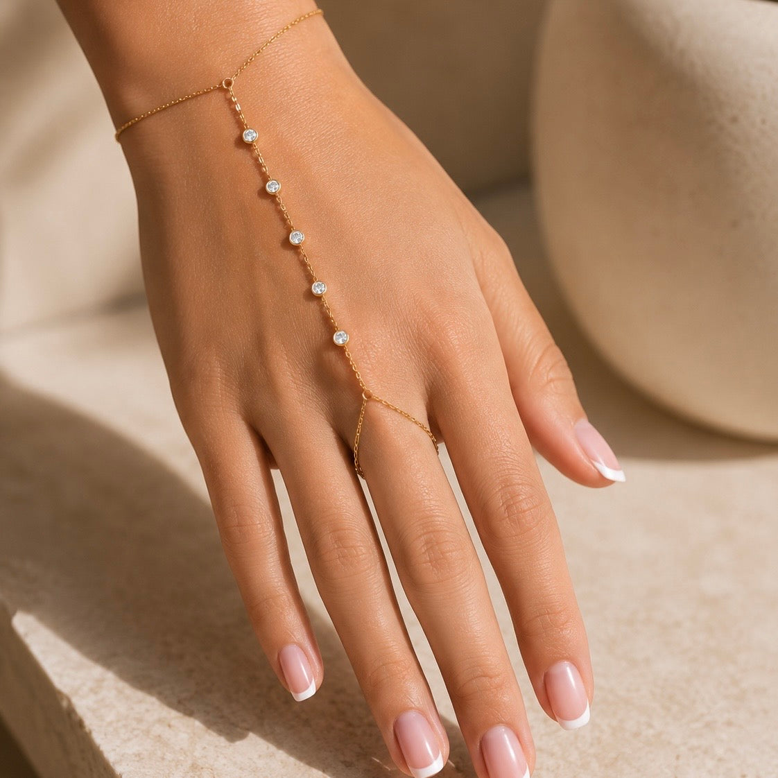 Starlight Cascade Hand Chain Bracelet