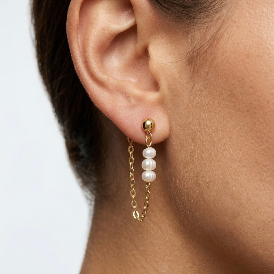 Celestine Pearl Chain Earrings