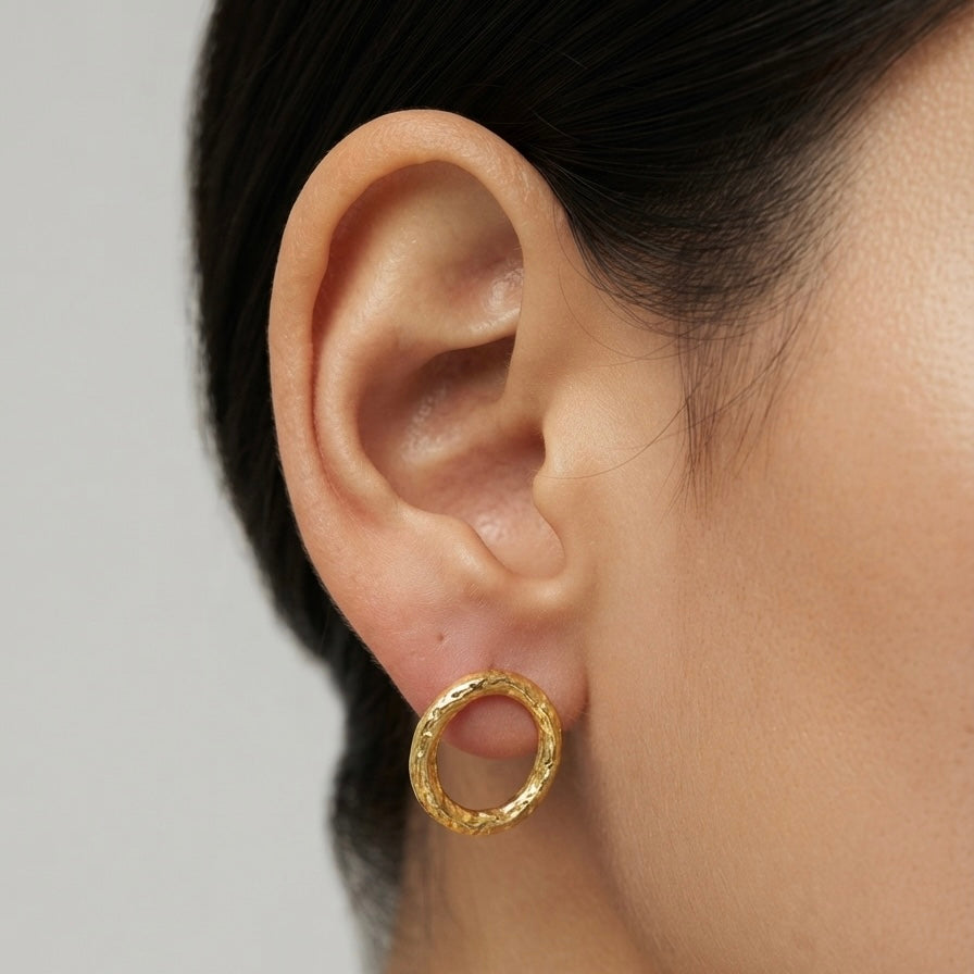 Textured Circle Stud Earrings