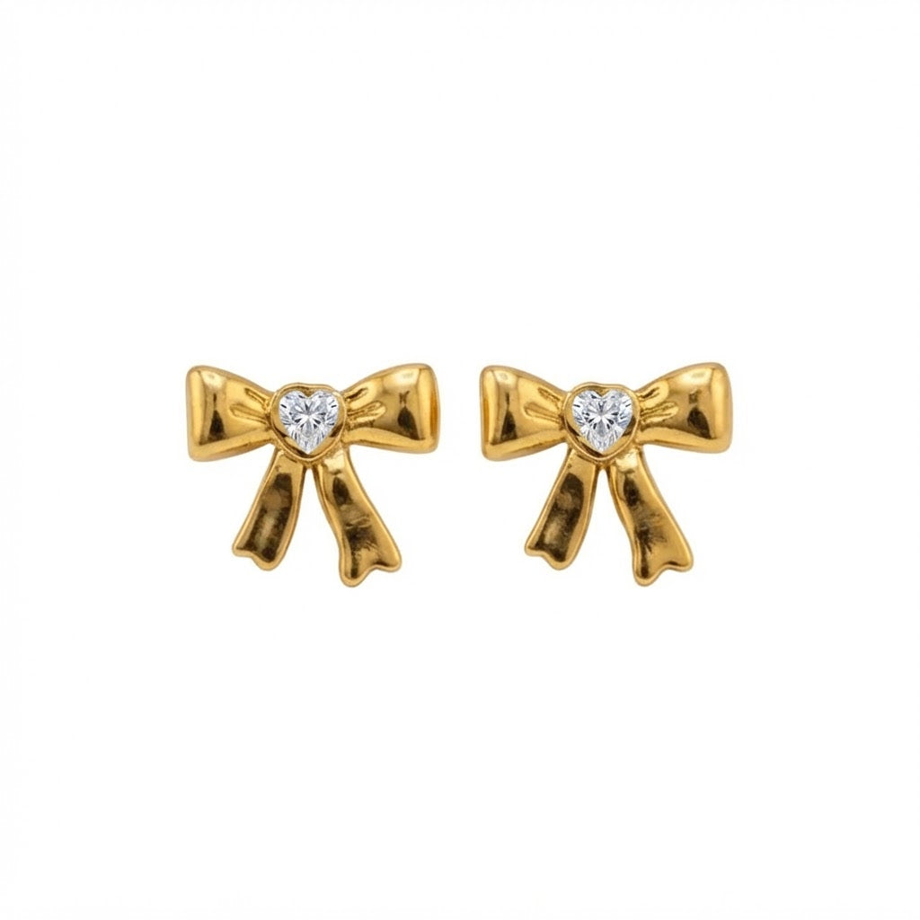 Stone Bow Stud Earrings