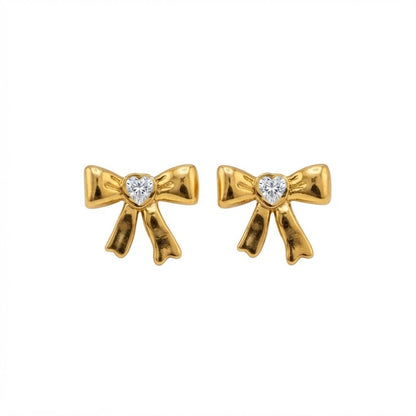 Stone Bow Stud Earrings