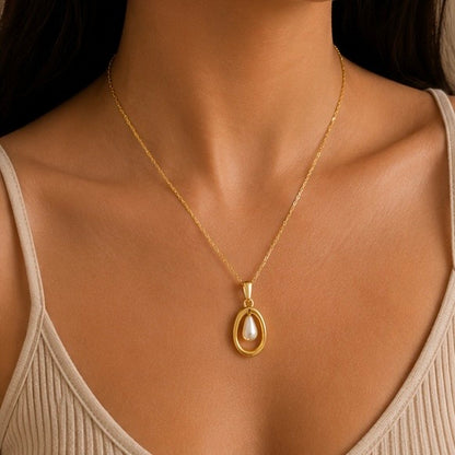Pearl Drop Oval Necklace