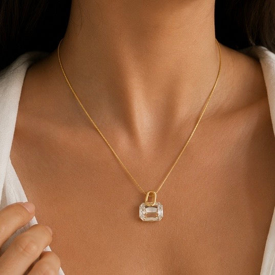 Emerald Cut Pendant Necklace
