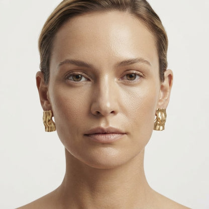 Sculpted Wave Stud Earrings