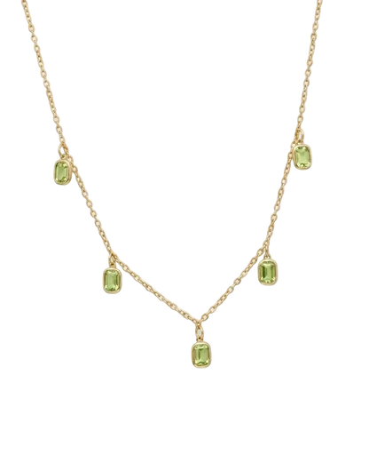 Olivia Green Crystal Gold Necklace