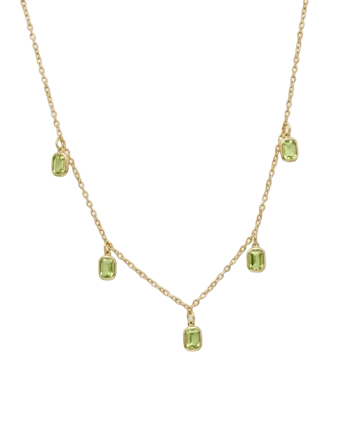 Olivia Green Crystal Gold Necklace