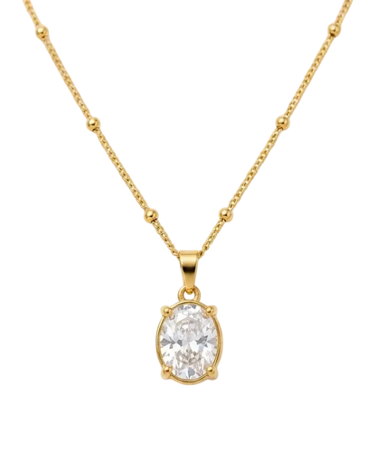 Aurora Oval Crystal Gold Necklace