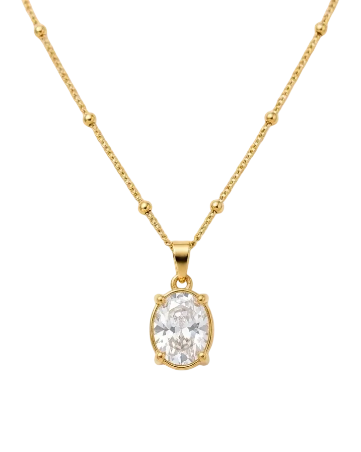 Aurora Oval Crystal Gold Necklace