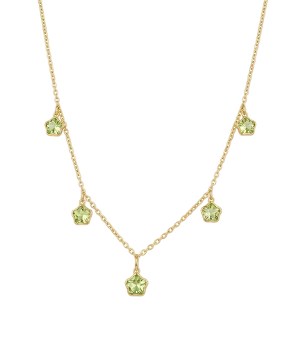 Green Clover Station Necklace