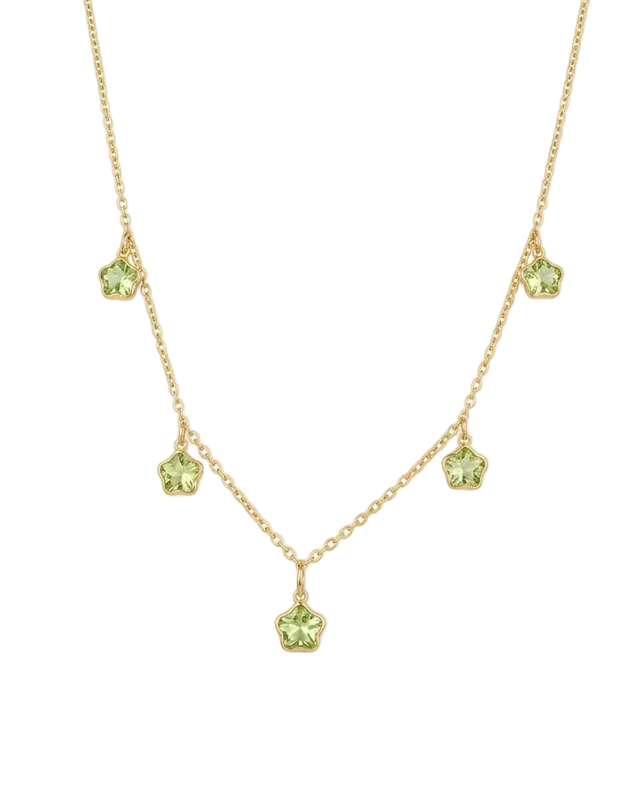 Green Clover Station Necklace