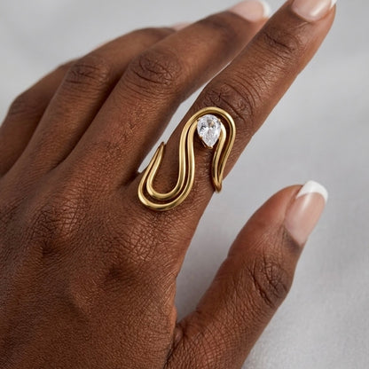 Serena Crystal Wave Ring