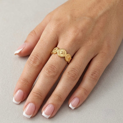 Solara Sunburst Gold Open Ring