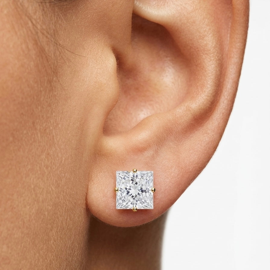 Regal Princess Solitaire Stud Earrings