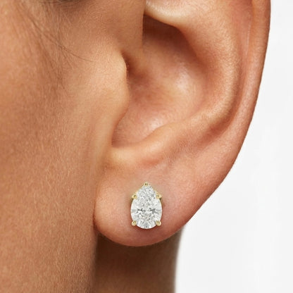 Aurora Pear Solitaire Stud Earrings