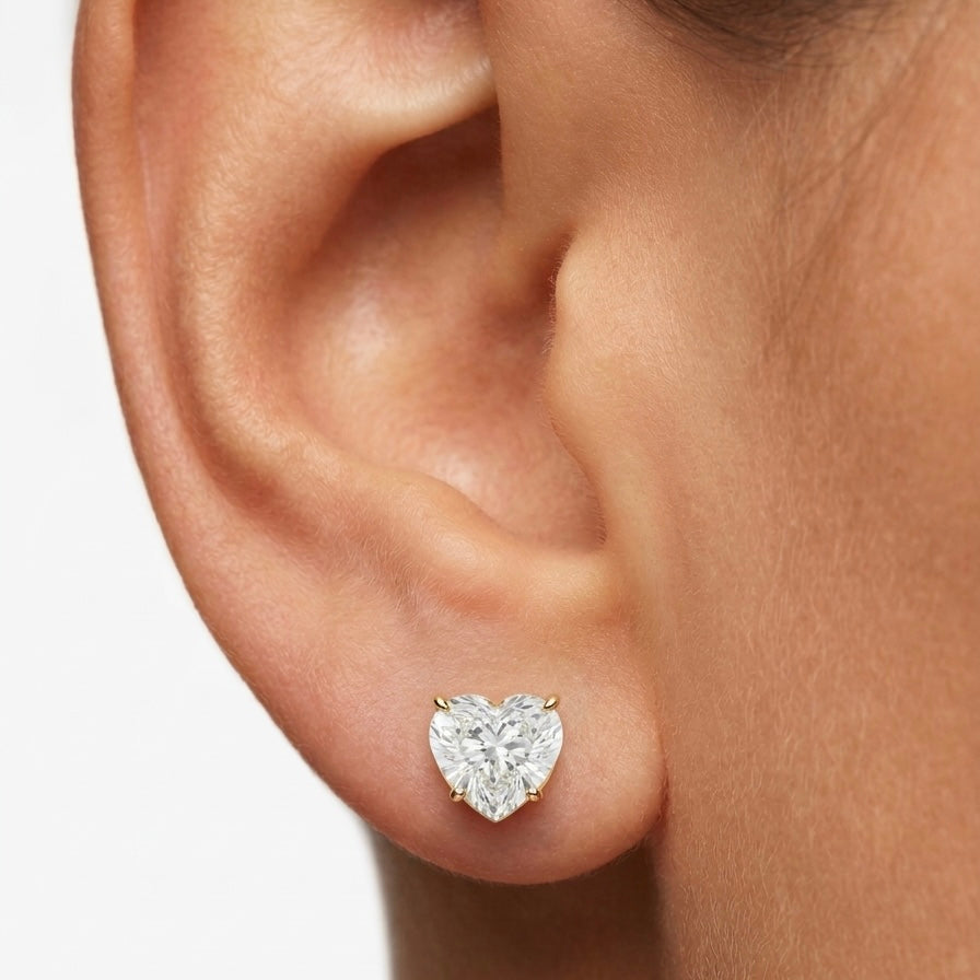 Eterna Heart Solitaire Stud Earrings