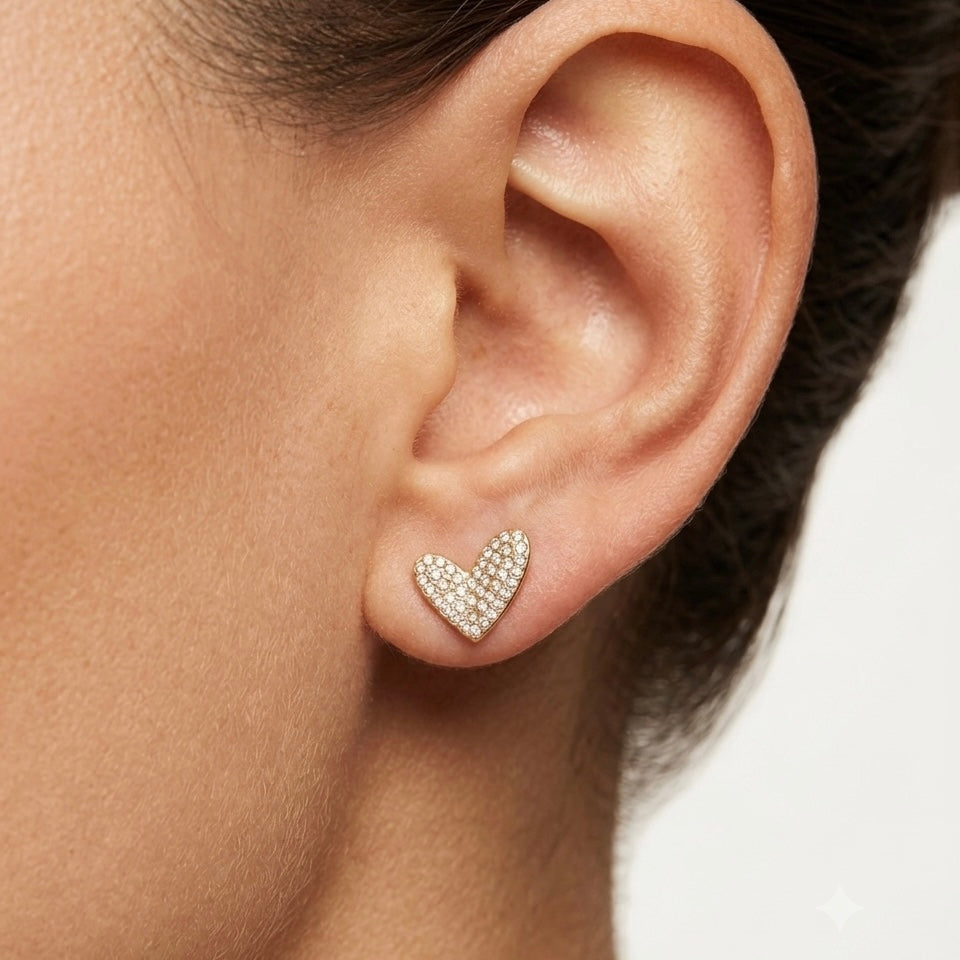 Valentina Pavé Heart Stud Earrings