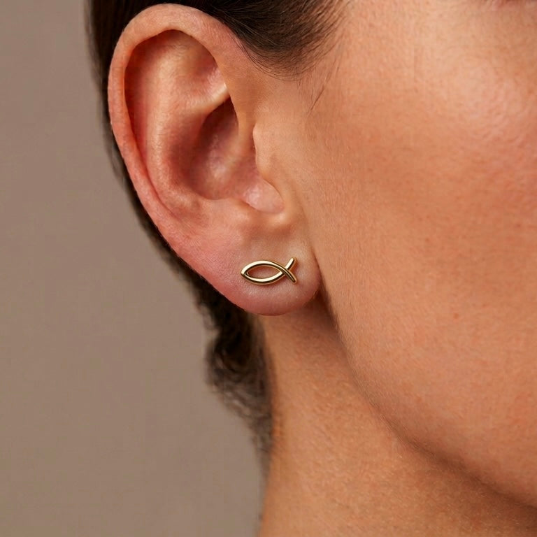 Faith Fish Stud Earrings