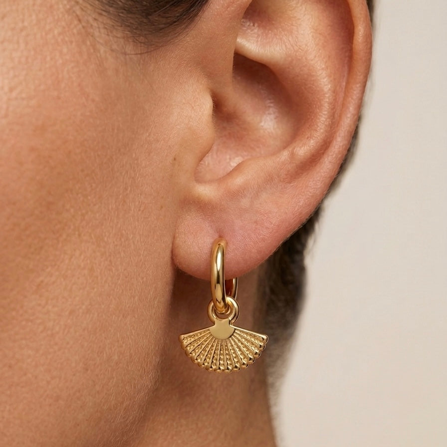 Solara Fan Drop Hoop Earrings