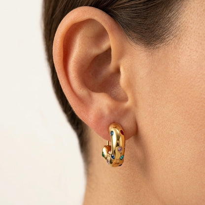 Aurora Gem Cuff Hoop Earrings