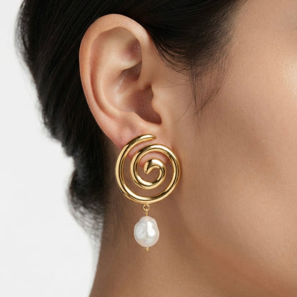 Callista Pearl Spiral Earrings