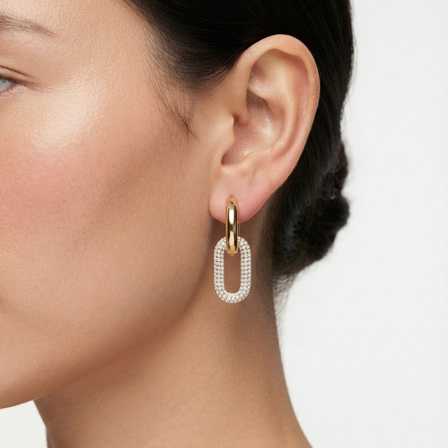 Valencia Pavé Link Drop Earrings