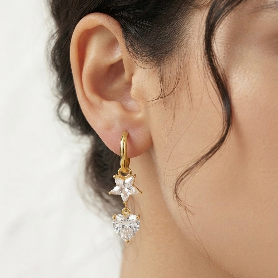 Stella Heart & Star Drop Earrings