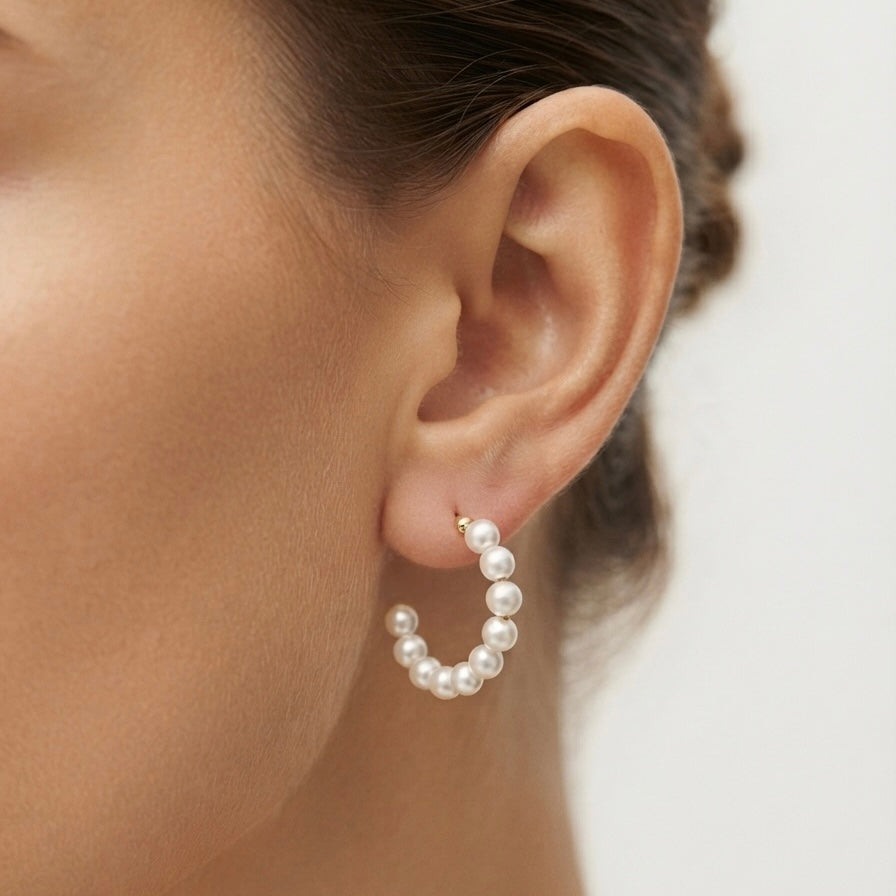 Vivienne Pearl Hoop Earrings