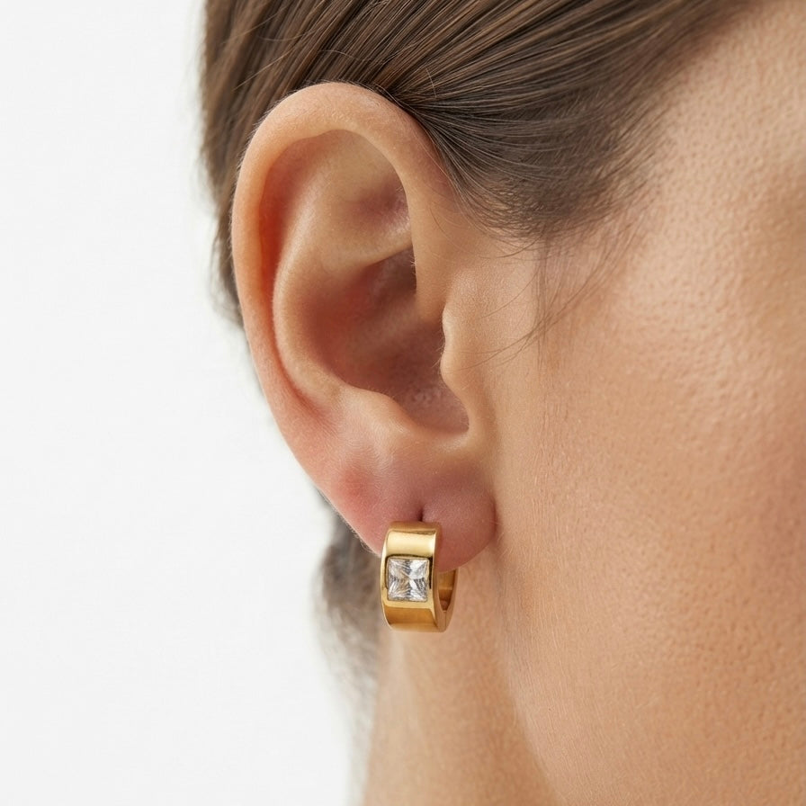 Solitaire Huggie Earrings