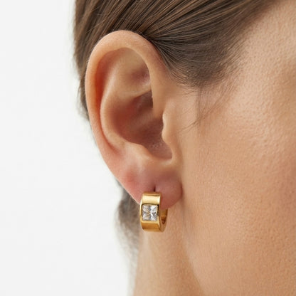 Solitaire Huggie Earrings