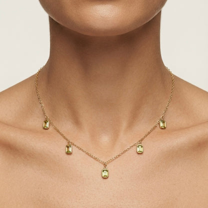 Olivia Green Crystal Gold Necklace