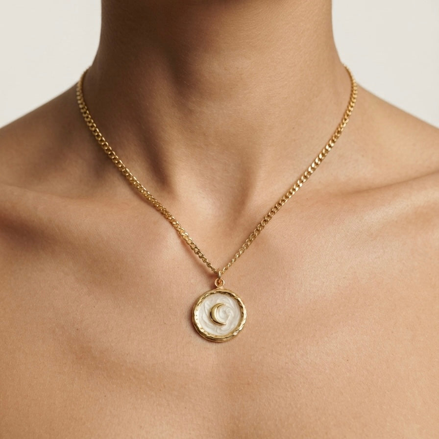 Crescent Moon Coin Necklace