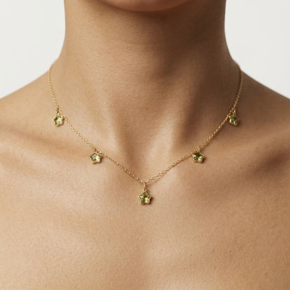 Green Clover Station Necklace