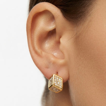 Monaco Pavé Cube Stud Earrings