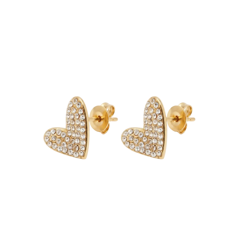 Valentina Pavé Heart Stud Earrings