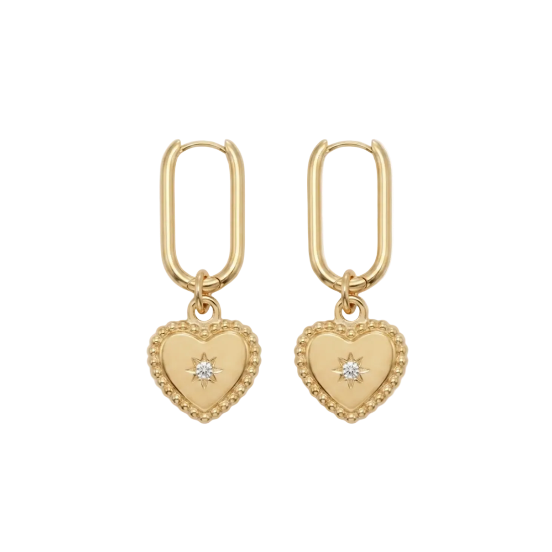 Celestia Heart Charm Hoop Earrings