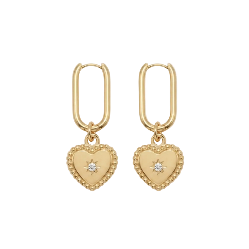 Celestia Heart Charm Hoop Earrings