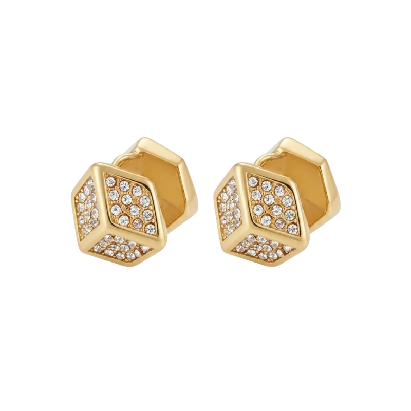 Monaco Pavé Cube Stud Earrings