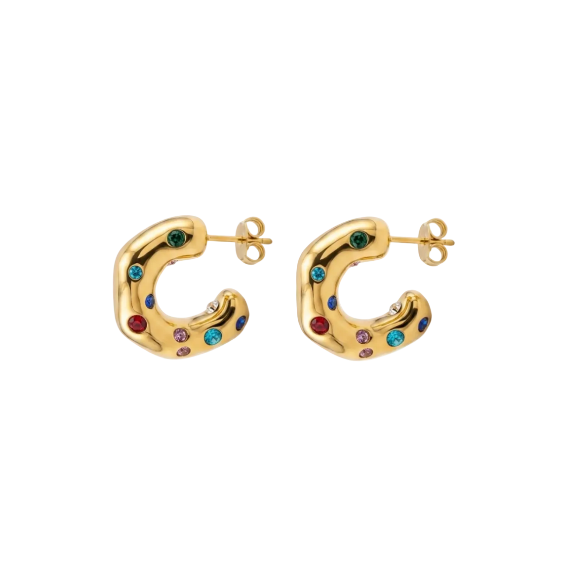 Aurora Gem Cuff Hoop Earrings