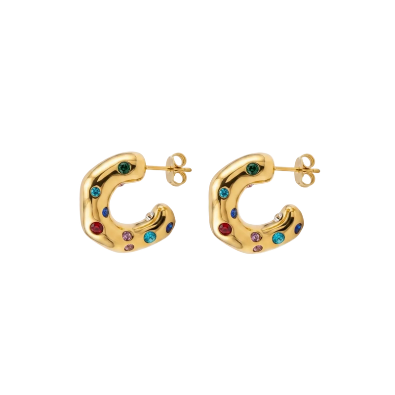 Aurora Gem Cuff Hoop Earrings
