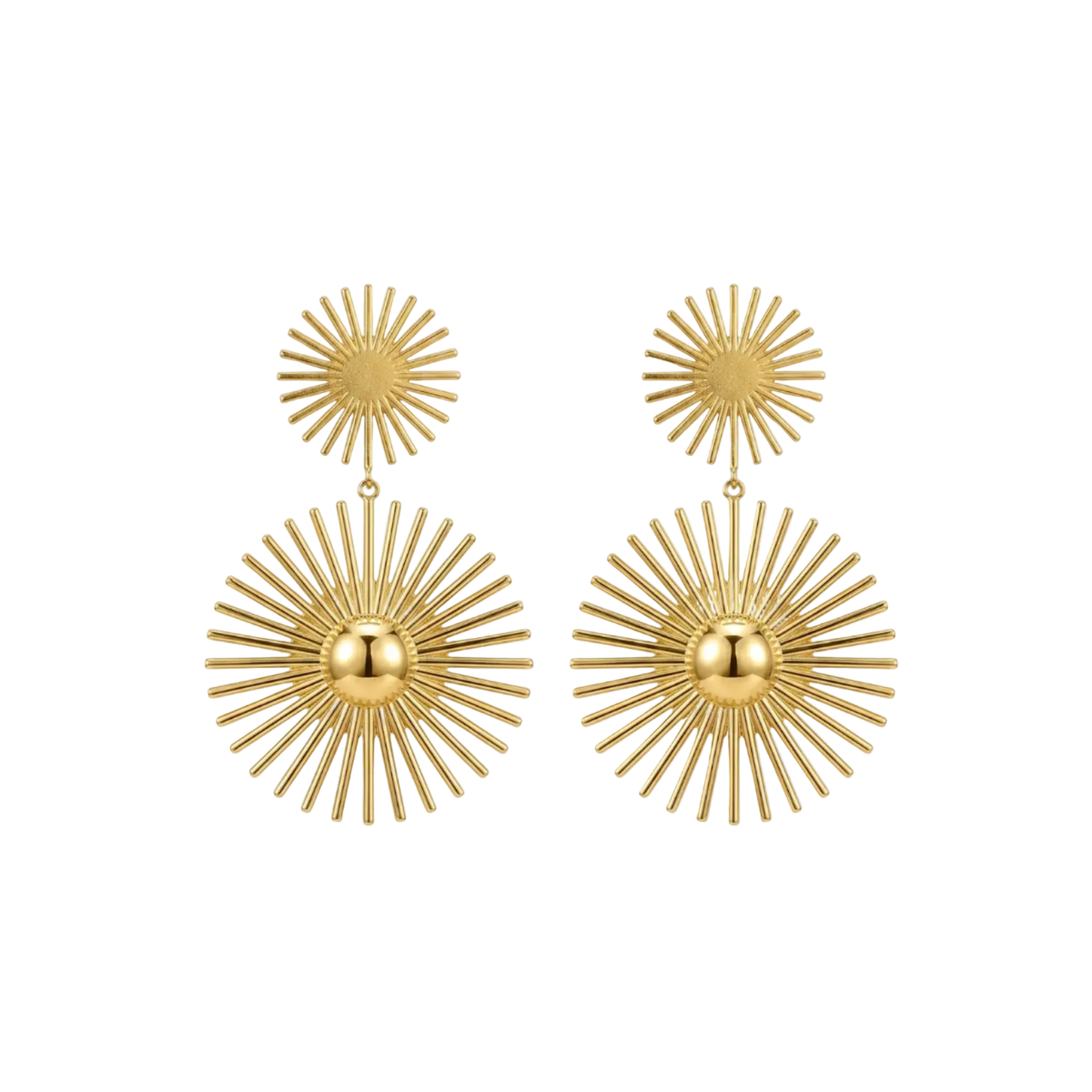 Double Sunburst Drop Earrings
