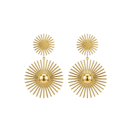 Double Sunburst Drop Earrings