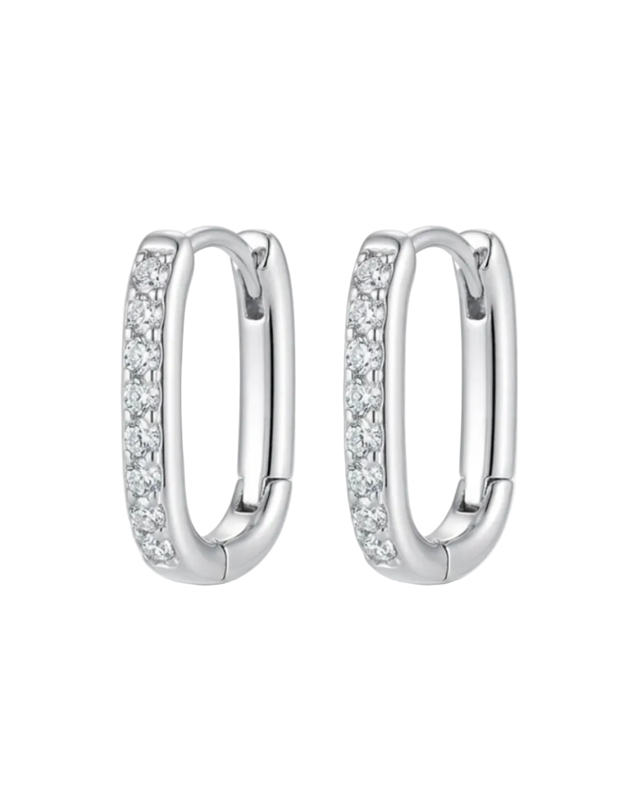 Pavé Oval Huggie Earrings