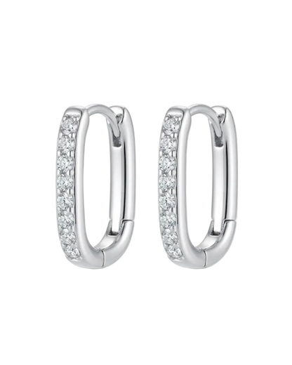 Pavé Oval Huggie Earrings
