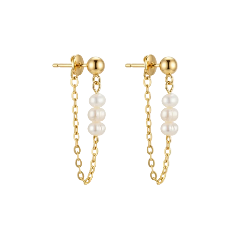 Celestine Pearl Chain Earrings