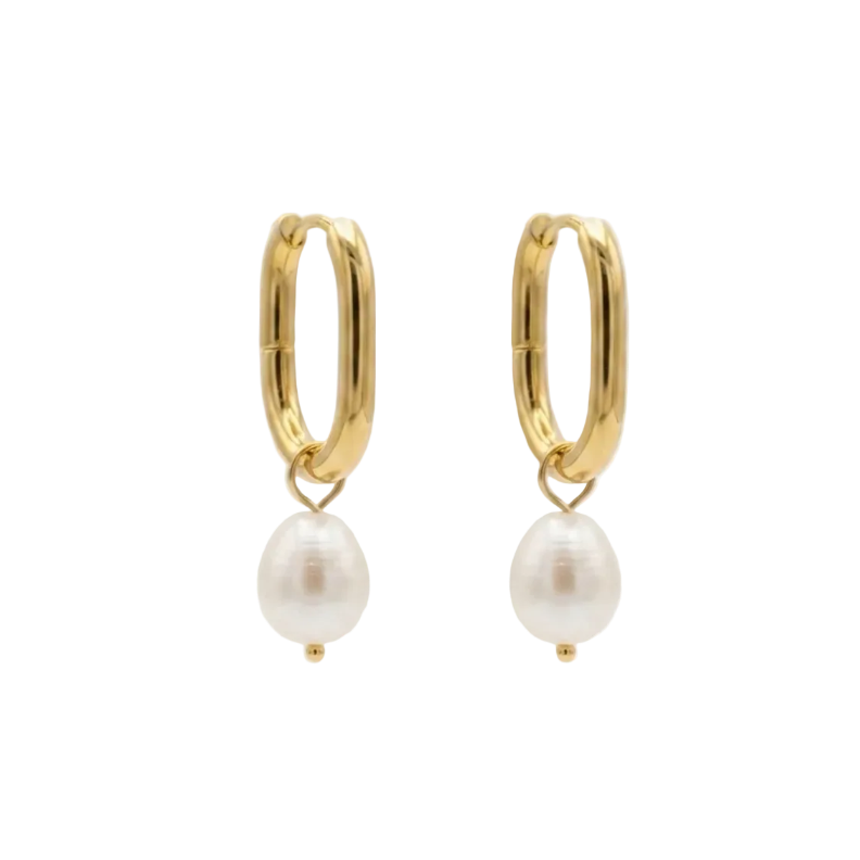 Elodie Pearl Drop Huggie Earrings