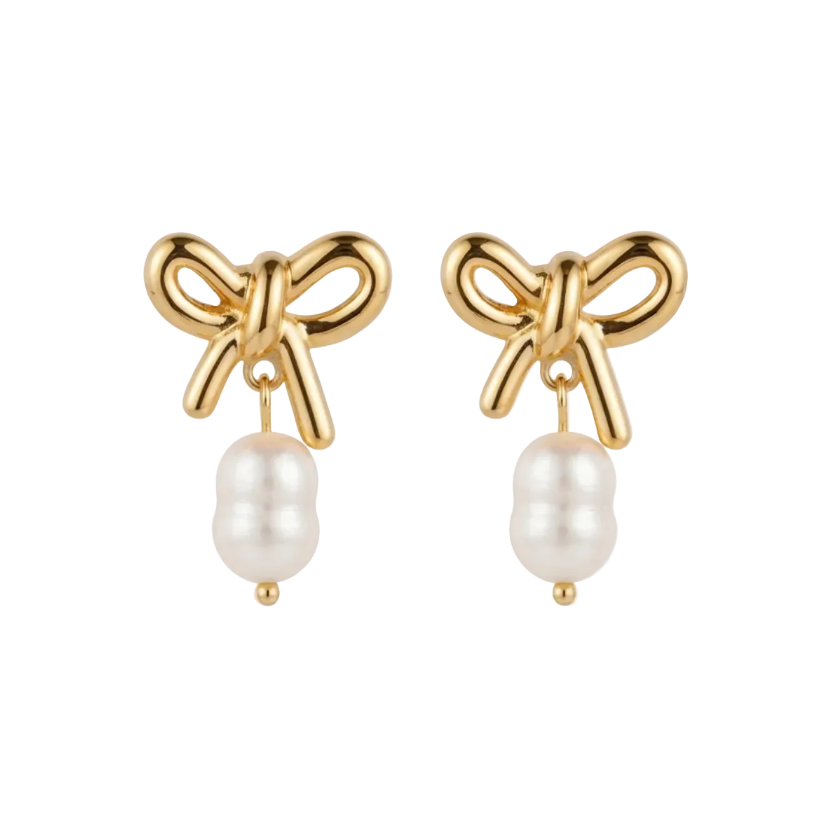 Colette Pearl Bow Drop Earrings