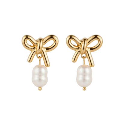 Colette Pearl Bow Drop Earrings