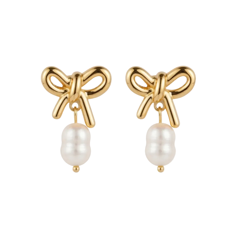 Colette Pearl Bow Drop Earrings