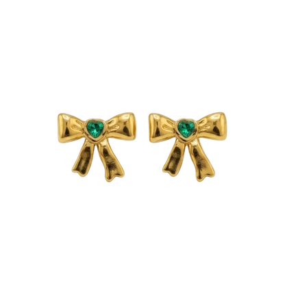 Stone Bow Stud Earrings